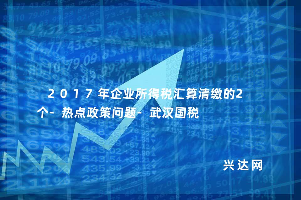 2017年企业所得税汇算清缴的20个-热点政策问题-武汉国税