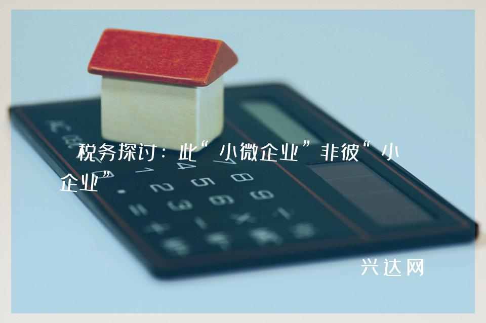 税务探讨:此“小微企业”非彼“小微企业”